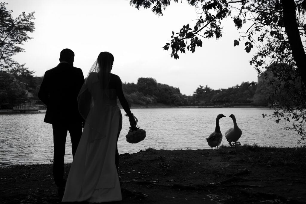 Black and white Wedding photograph by the Turtle lake, Tbilisi by Artmakers Studio Black and white Wedding photograph by the Turtle lake, Tbilisi by Artmakers Studio